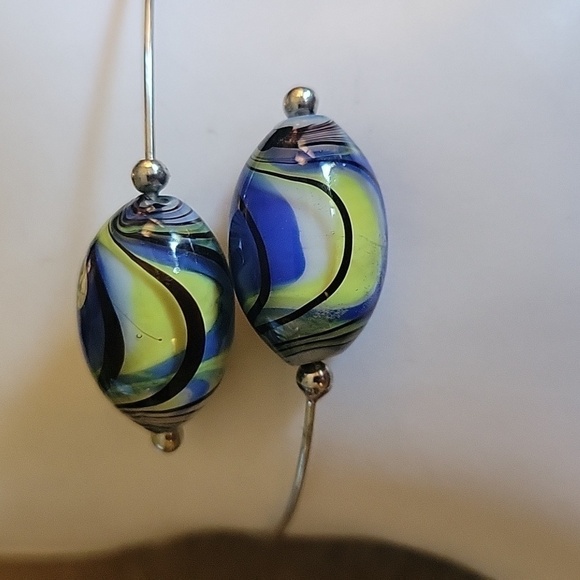 Lampwork Glass Swirl Beaded Cuff Bracelet - Picture 2 of 5